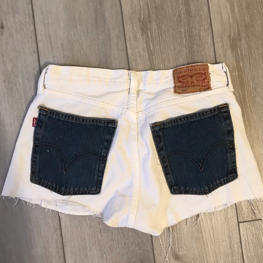 white levis 501 jean shorts
